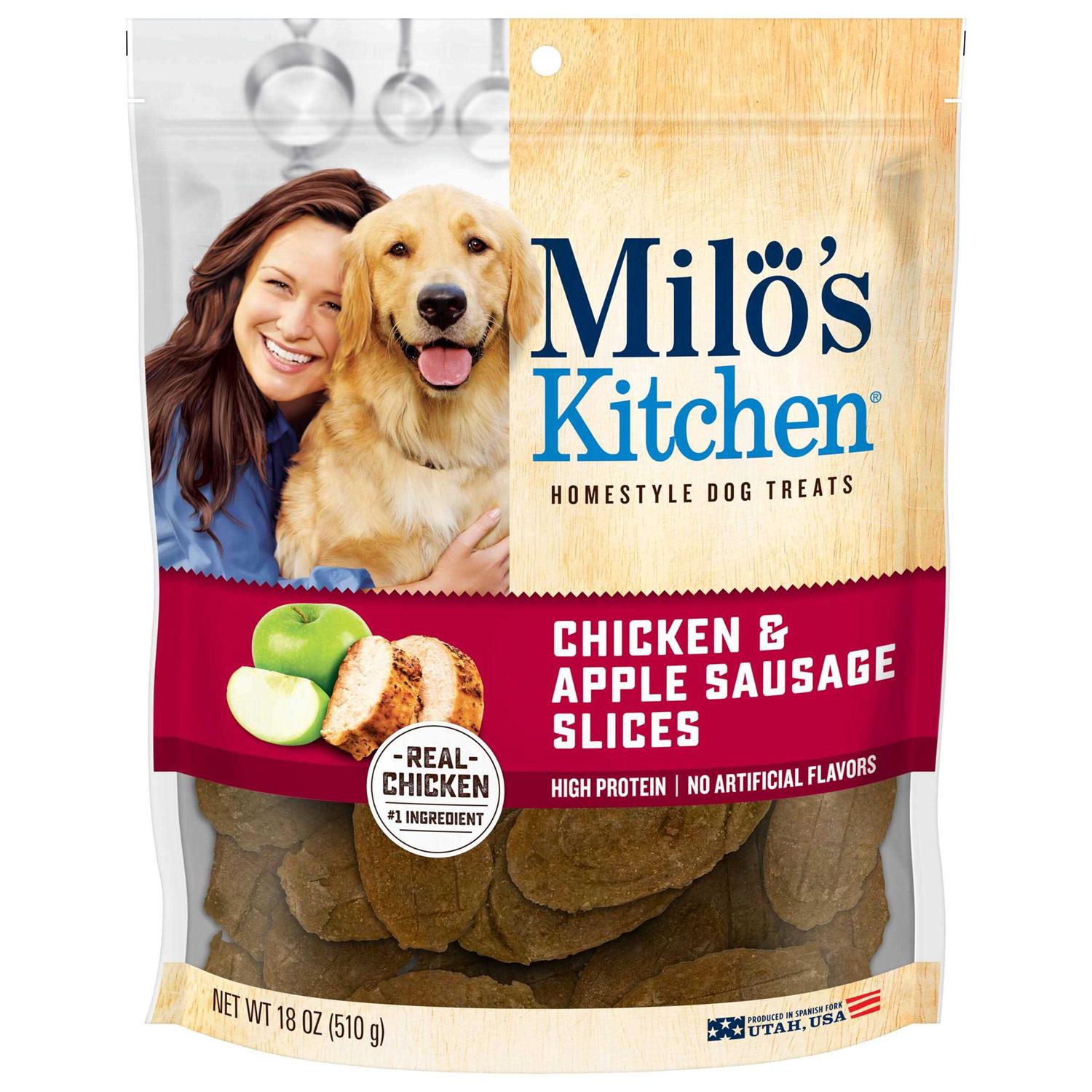 Milo’s Kitchen Chicken & Apple Sausage Slices Dog Treats - Healthber