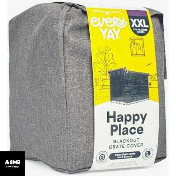 EveryYay Happy Place Blackout Grey Dog Crate Cover - Healthber
