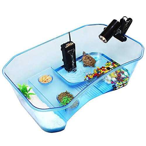 Geegoods Turtle Tank Aquarium,Reptile Tank,Turtle Aquarium Terrapin Lake with Platform Plants Tank for Pet Turtle Reptile Habitat - Healthber