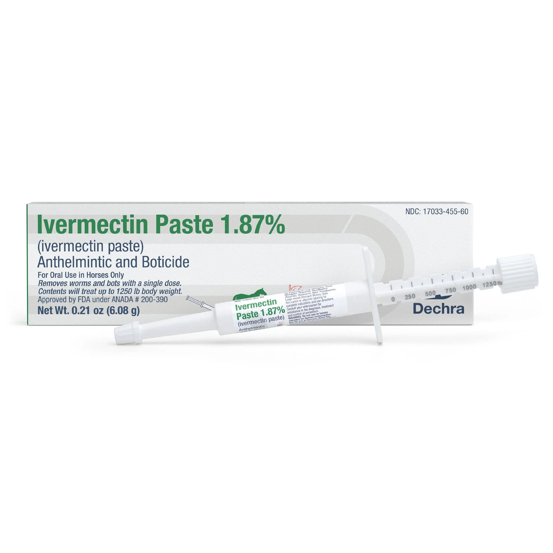Dechra Ivermectin Paste 1.87% Anthelmintic and Boticide for Horses - Healthber