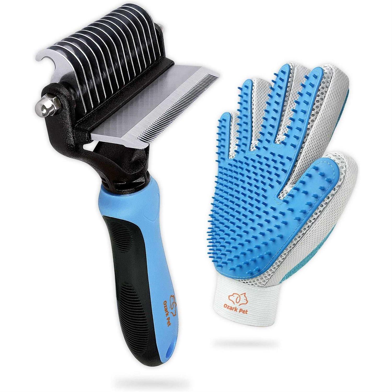 Ozark Pet Dog Brush and Cat Brush-with Deshedding Brush, Dog Dematting Tools and 2 Side Shedding Brush Glove - Healthber