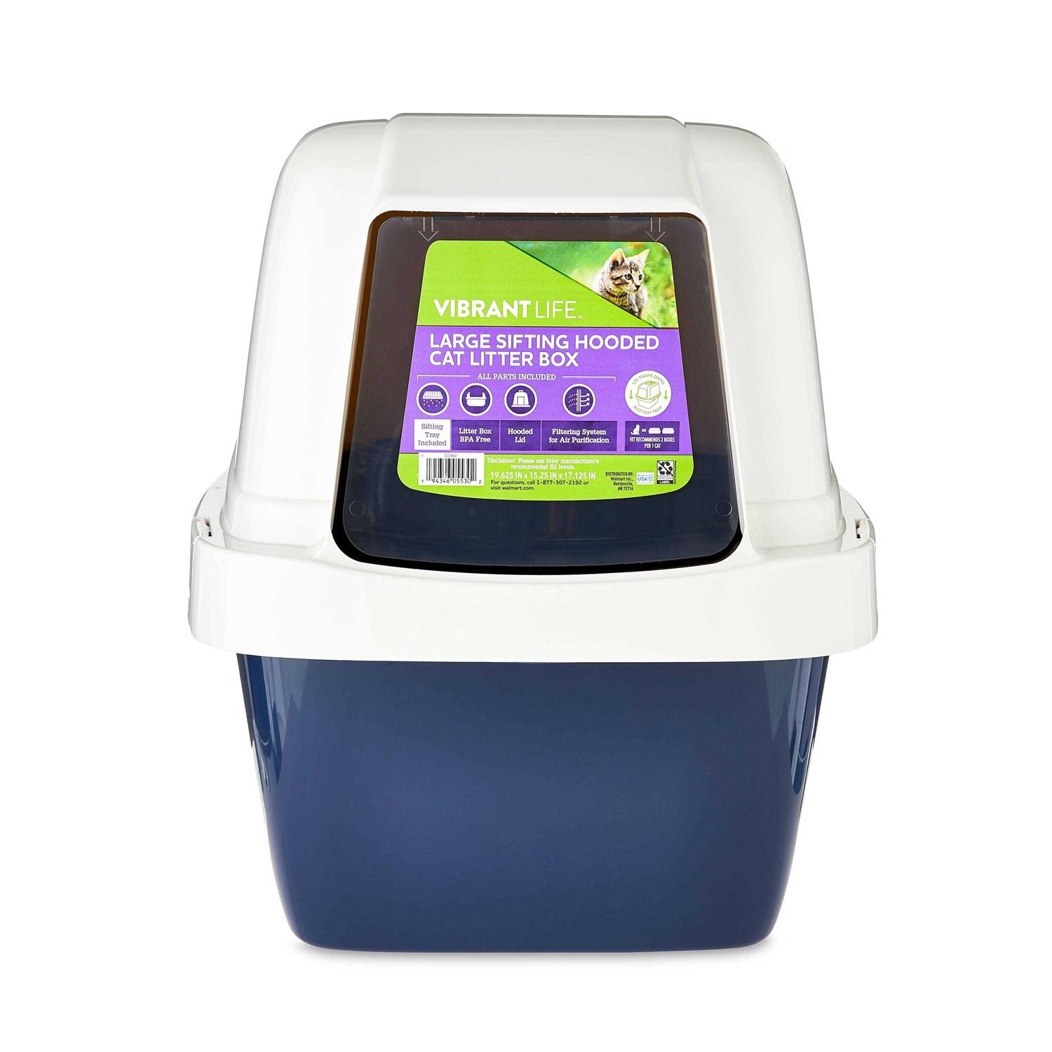 Vibrant Life Large Sifting Hooded Cat Litter Box - Healthber