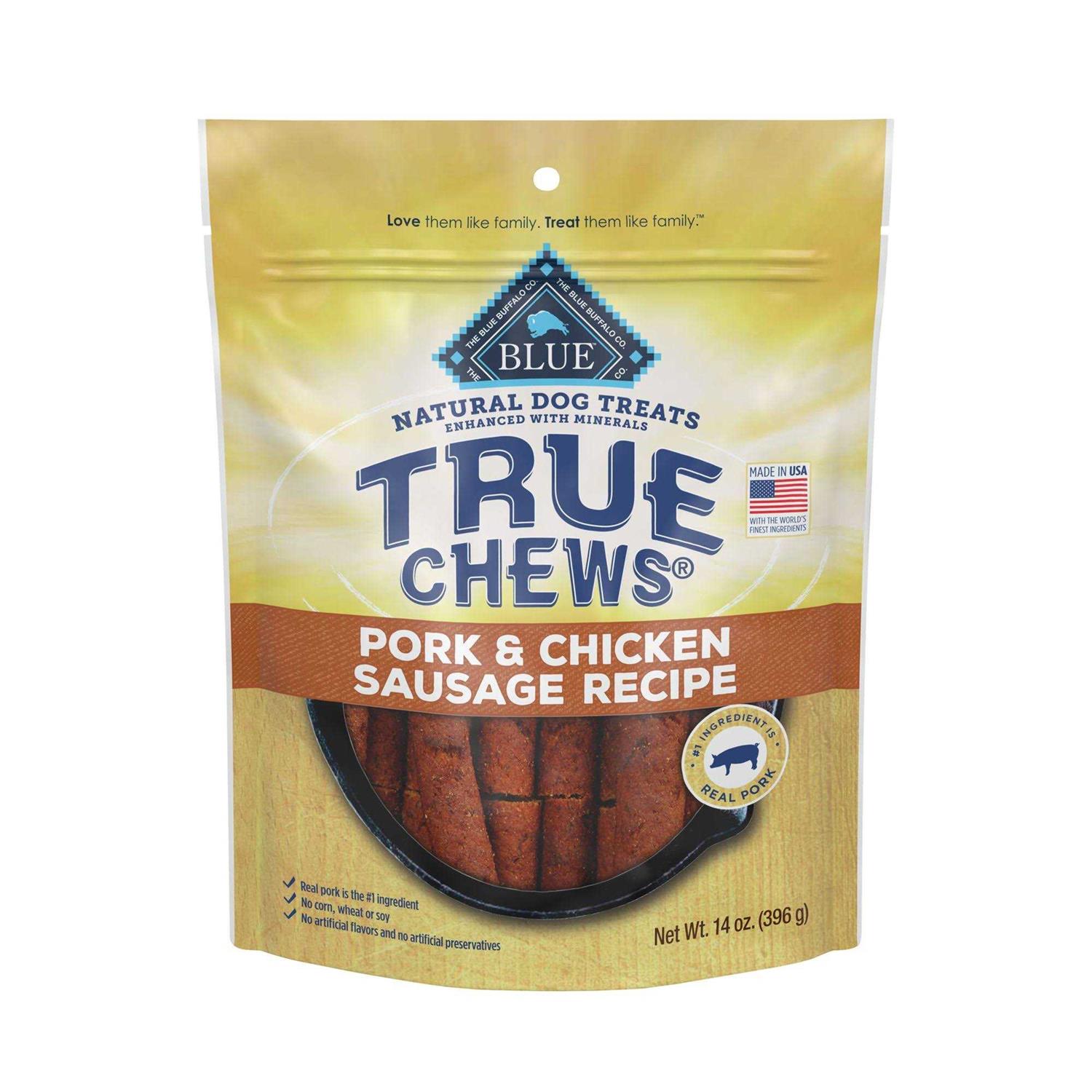 Blue Buffalo True Chews Pork & Chicken Sausage Premium Natural Dog Treats - Healthber