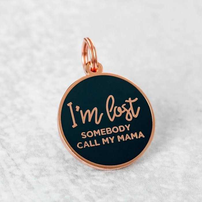 Two Tails Pet Company Rose Gold & Navy I’m Lost Mama Pet ID Tag - Healthber