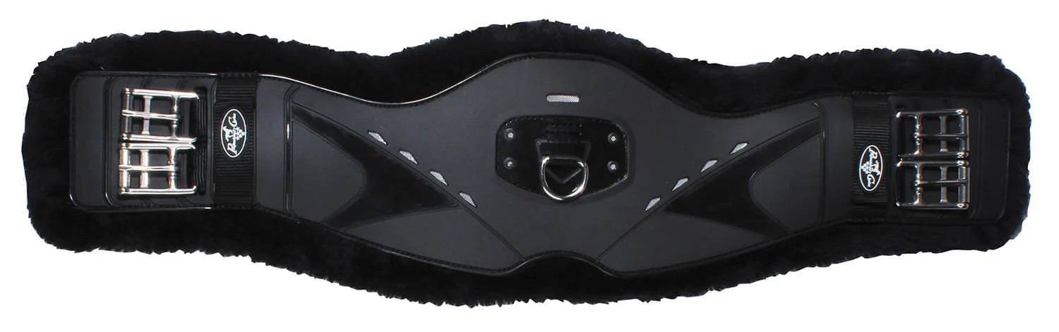 Professional's Choice Fleece Contoured Dressage Girth, Black - Healthber