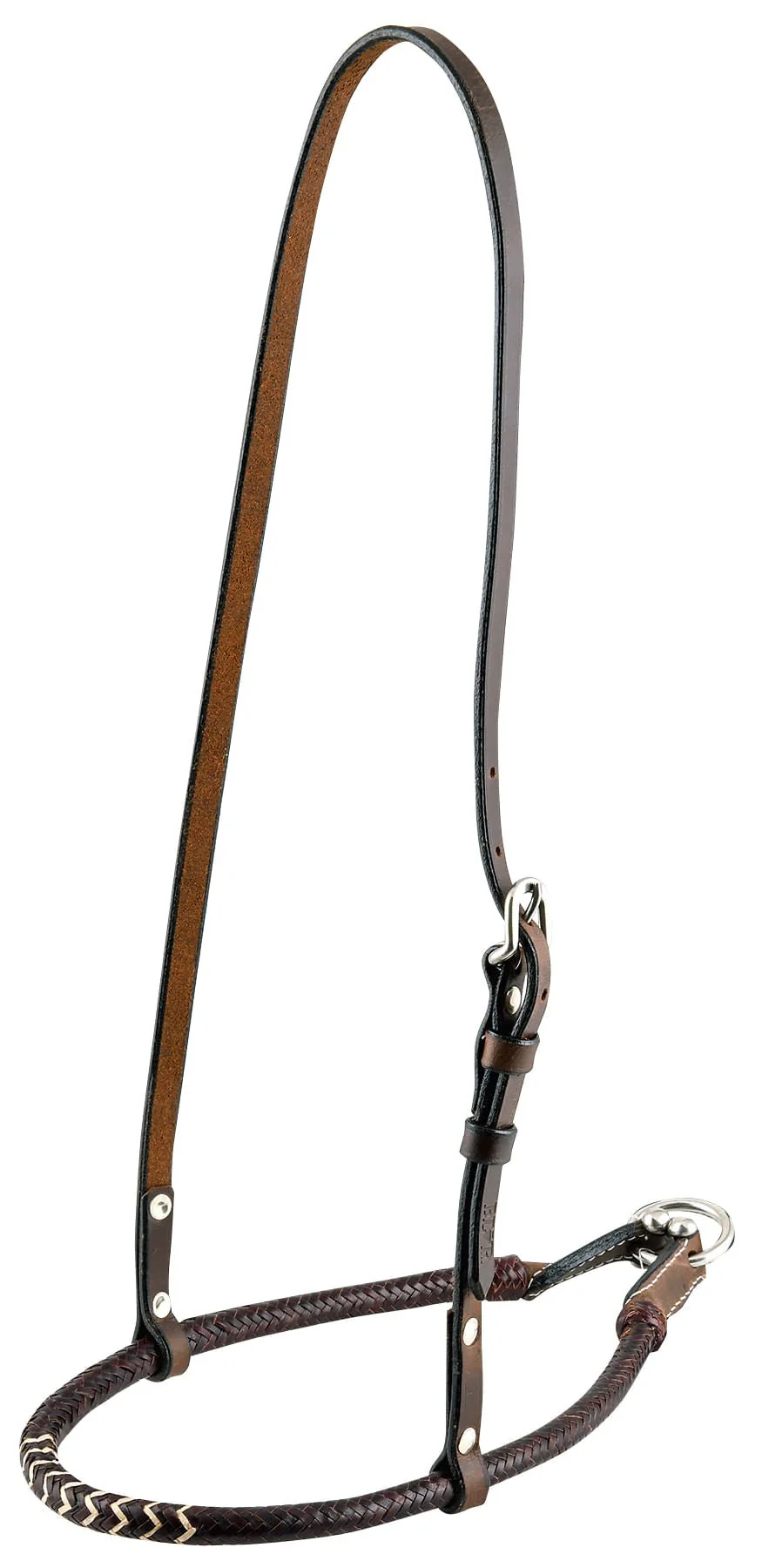 Buffalo Leather Rolled Rawhide Noseband for Horses w/ Stainless Steel Hardware - Healthber