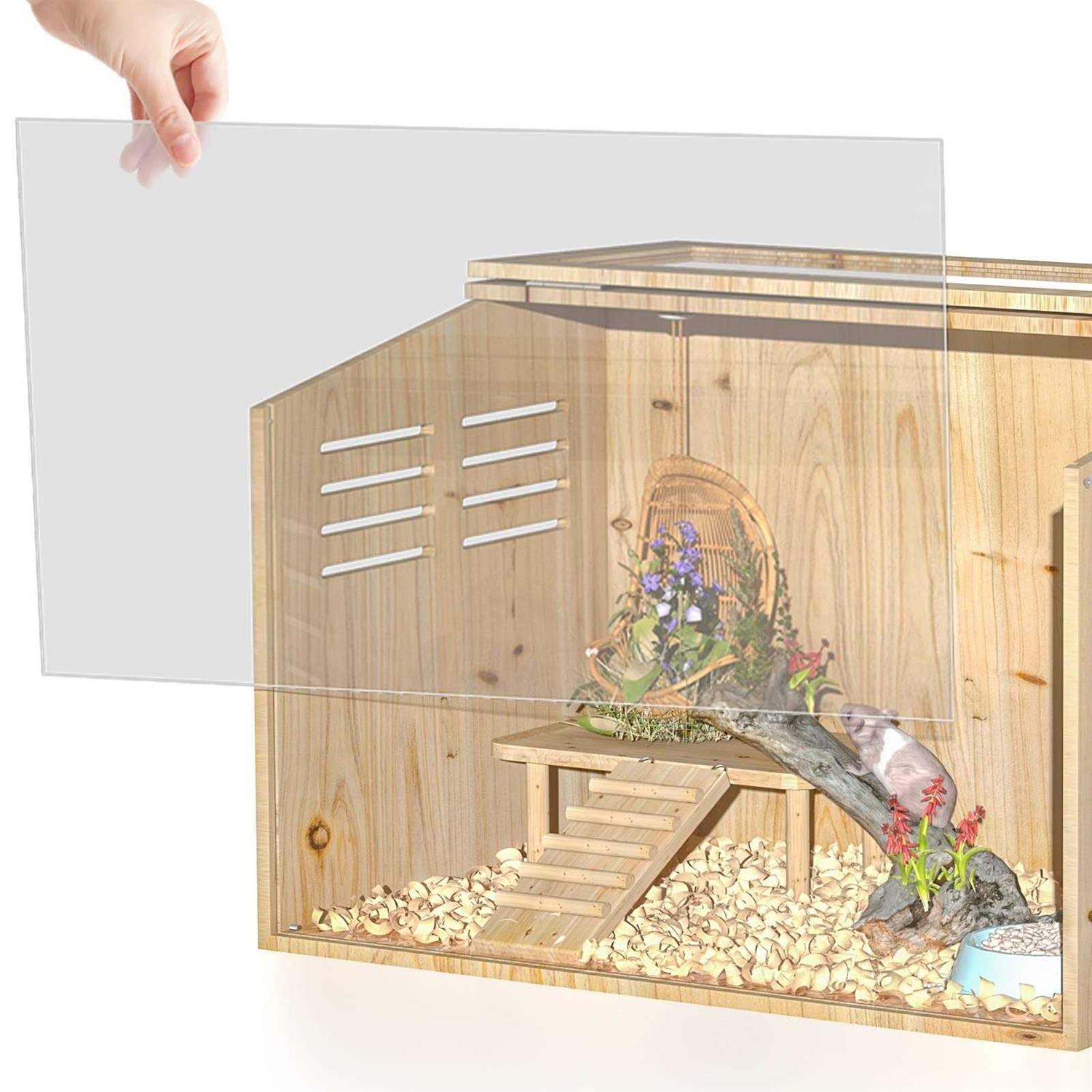 Large Hamster Cage Small Animal Cage for Hamster’s House Natural Wood Making Syrian Dwarf Hamsters Degus Mice or Other Similar-Sized Pets - Healthber