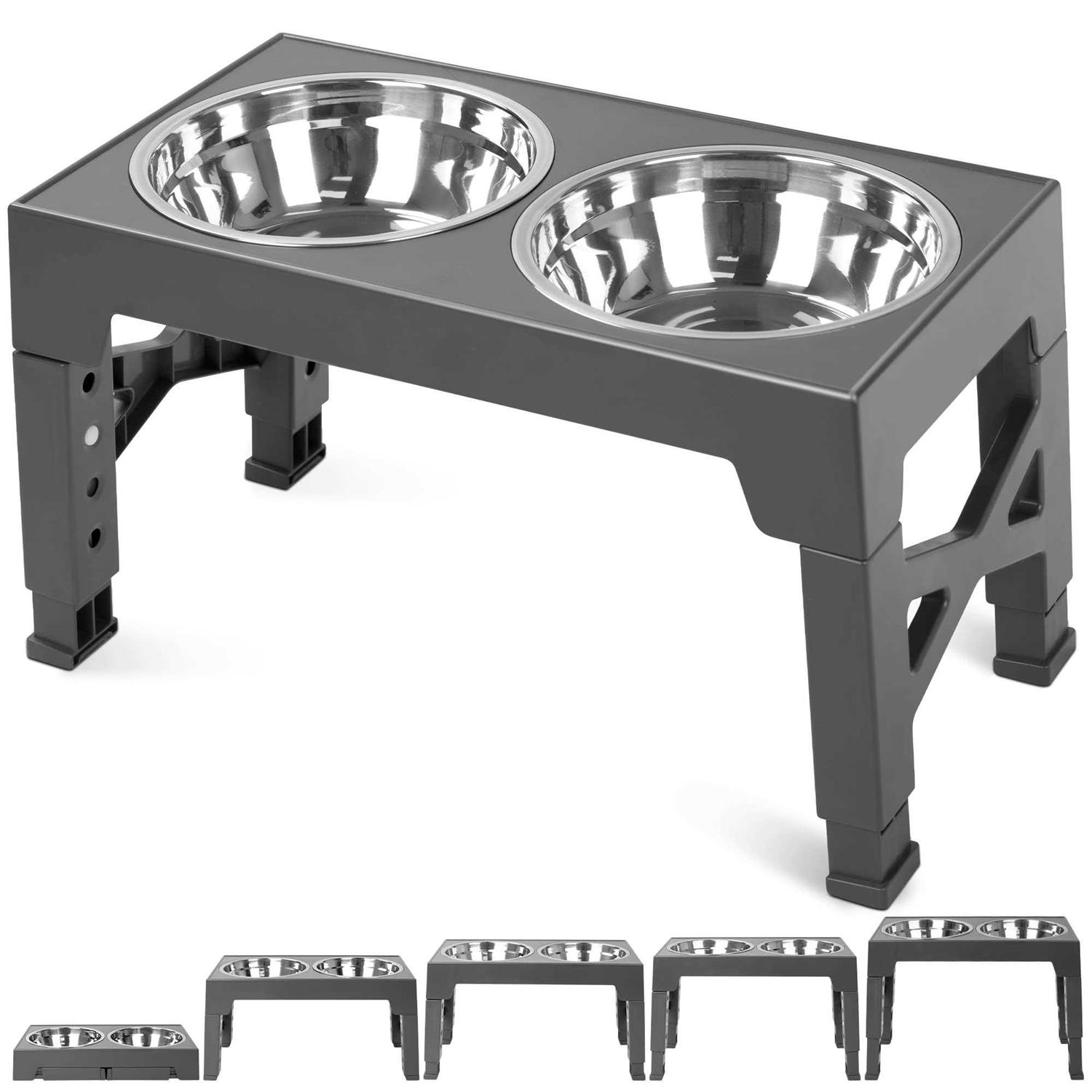Niubya Elevated Dog Bowls with 2 Stainless Steel Dog Food Bowls - Healthber