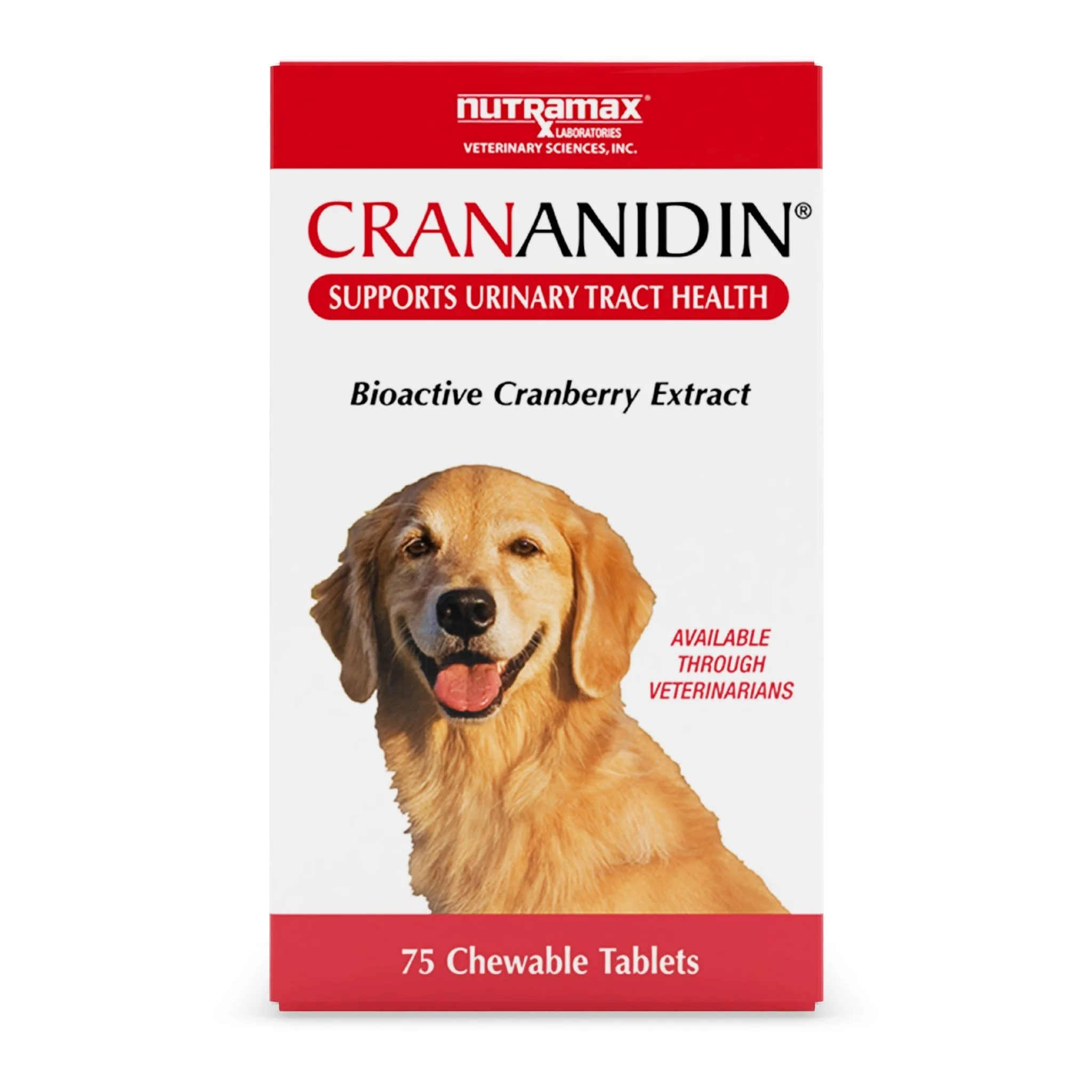 Nutramax Crananidin - Cranberry Extract Urinary Tract Health Supplement for Dogs, 75 Chewable Tablets - Healthber