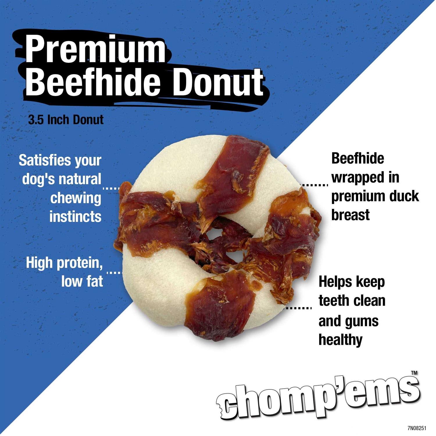 Ruffin’ It Chomp’ems 3.5 Beefhide Donut W/Duck - Healthber