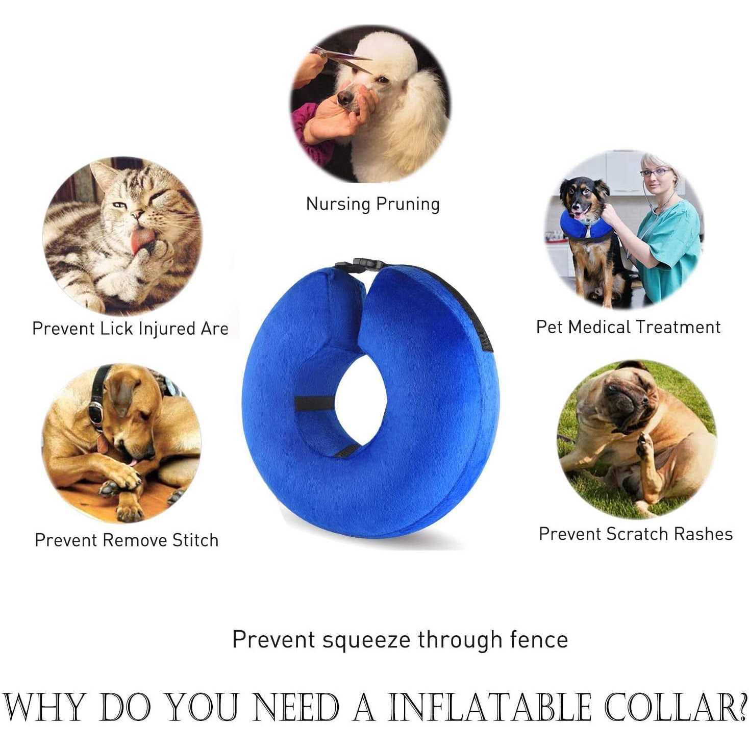 Cowin Protective Inflatable Cone Collar for Dogs and Cats Soft Pet Recovery E-Collar Cone Small Medium Large Dogs - Healthber