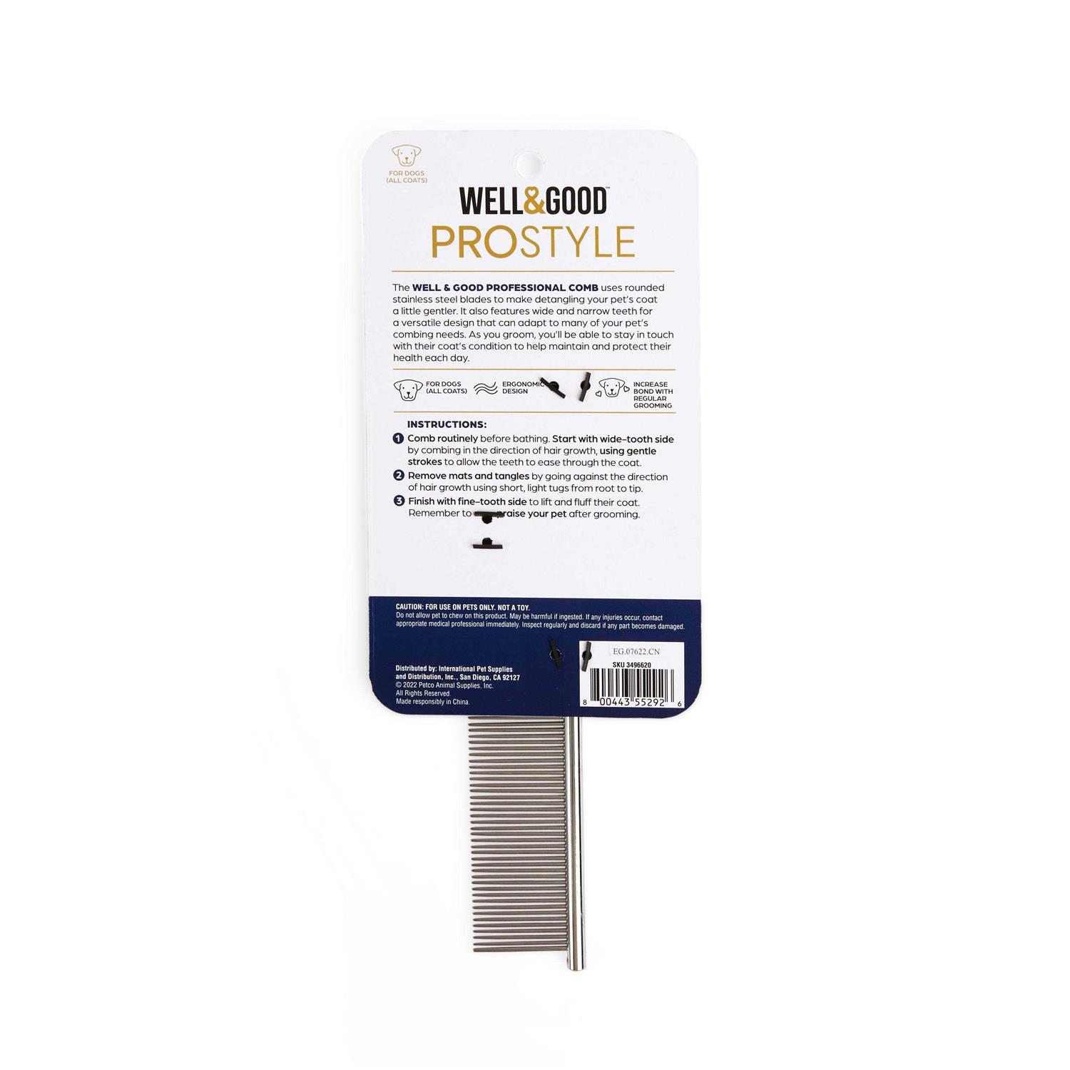 Well & Good Prostyle Dual-Row Metal Comb for Dogs - Healthber