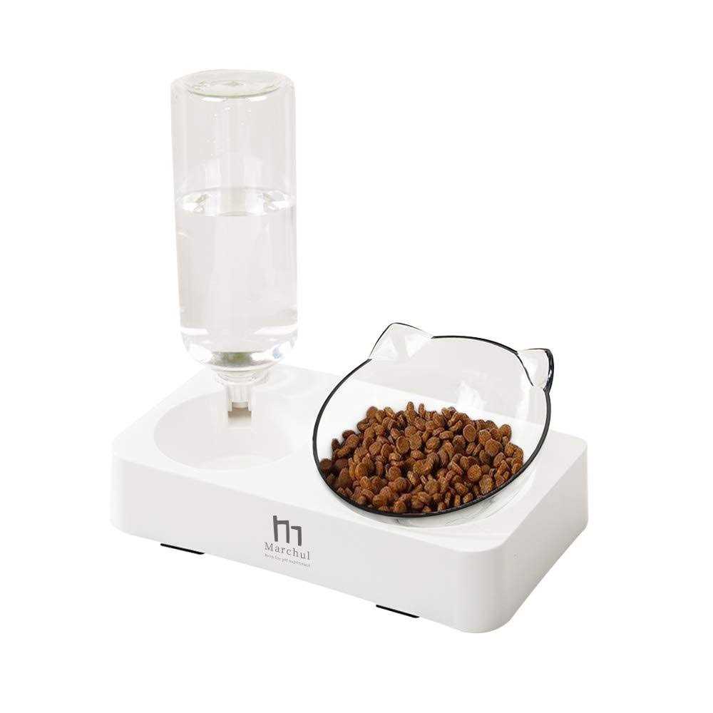 Marchul Tilted Cat Bowl Set for Food and Water - Healthber