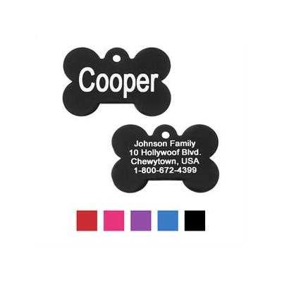 GoTags Anodized Aluminum Personalized Dog ID Tag, Bone, Black, Regular - Healthber
