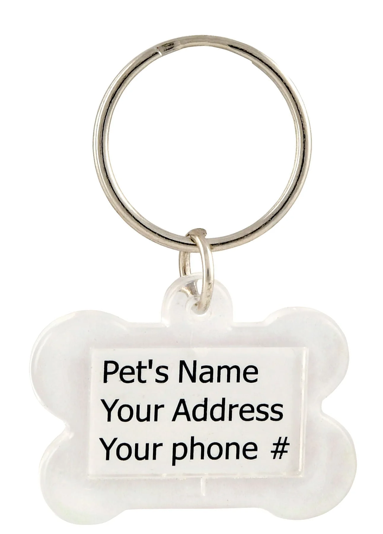 Plastic Bone I.D. Tag, Clear - Healthber