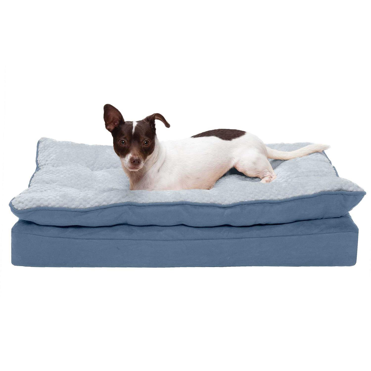 FurHaven Mink Fur & Suede Pillow-Top Orthopedic Dog Bed - Healthber