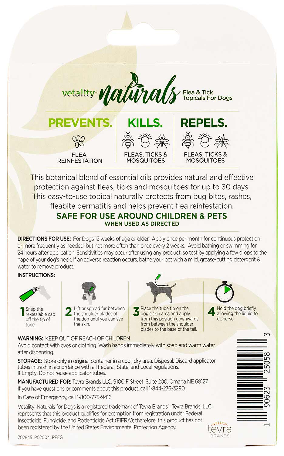 Vetality Naturals Flea & Tick Topicals for Dogs, 3-pk - Healthber