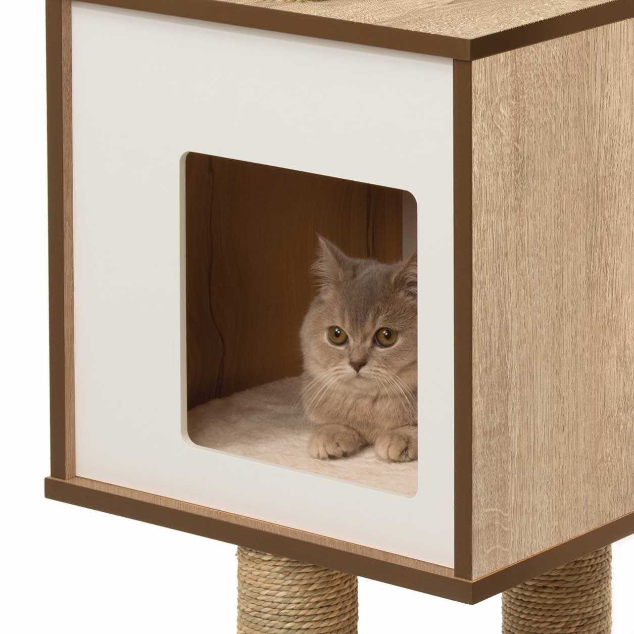 Vesper Cat Tree High Base Oak - Healthber