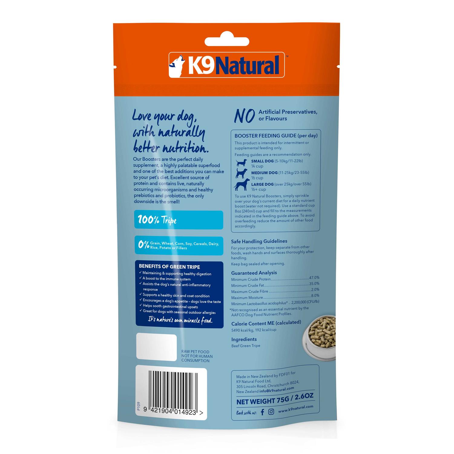 K9 Natural Beef Green Tripe Freeze-Dried Booster - Healthber