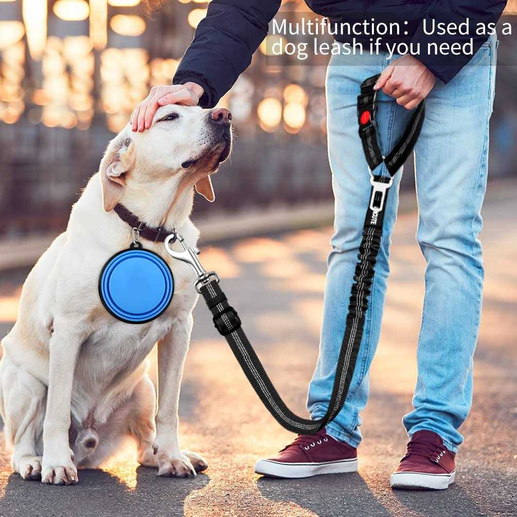 Paercute 3 Piece Set Dog Car Seat Belt Headrest Restraint Adjustable with Elastic Bungee Buffer Durable Headrest Pet Seat Belt Dog Car Sa - Healthber