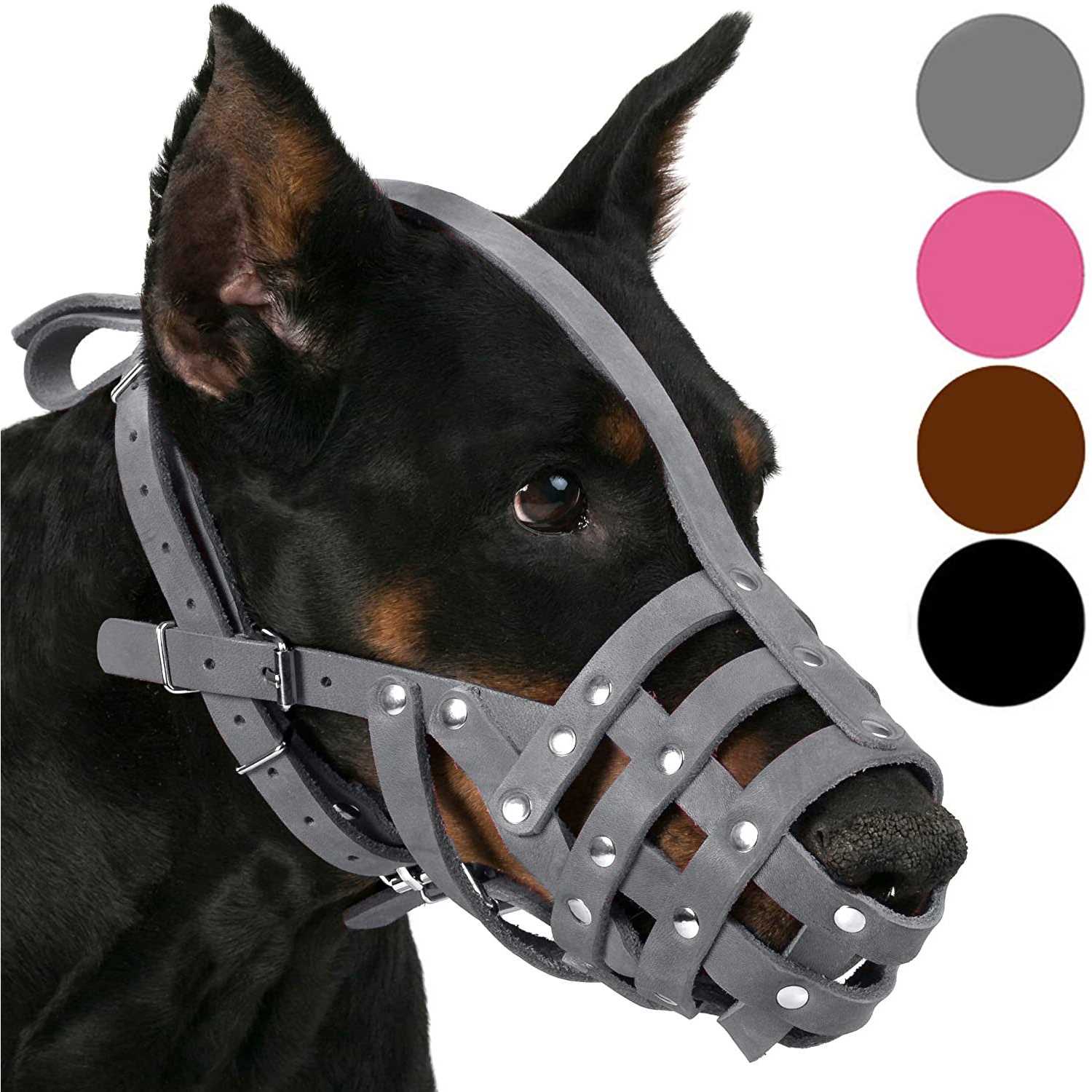 CollarDirect Dog Muzzle German Shepherd Dalmatian Doberman Setter Leather Basket Medium Large Breeds - Healthber