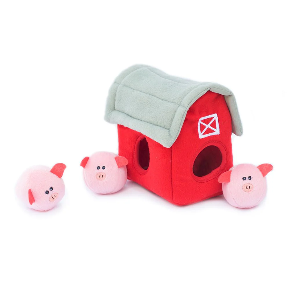 Zippy Burrow 4 Piece Pig Barn Dog Toy - Healthber