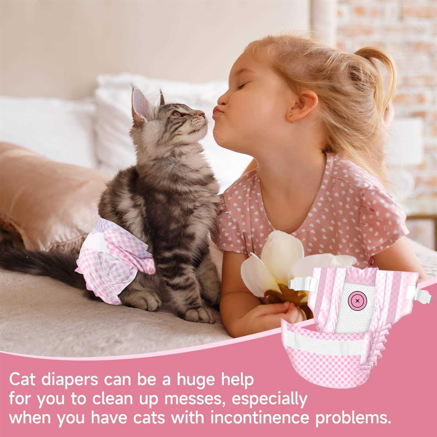 Pet Soft Disposable cat Diapers Diapers for Female Male cats Puppy Doggie Diapers for Female Dogs with Adjustable Foam Tail Hole - Healthber