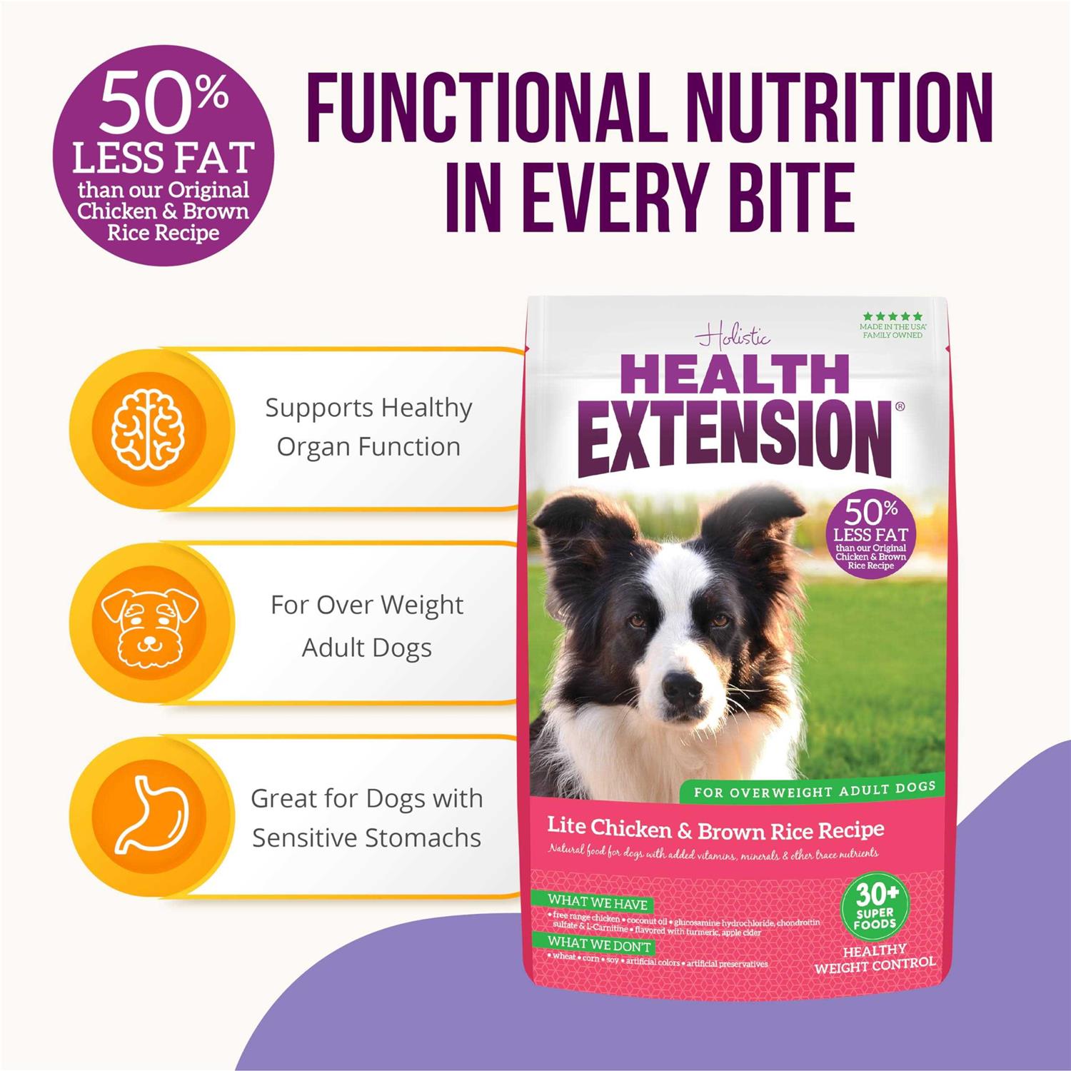 Health Extension Lite Chicken & Brown Rice Dry Dog Food - Healthber