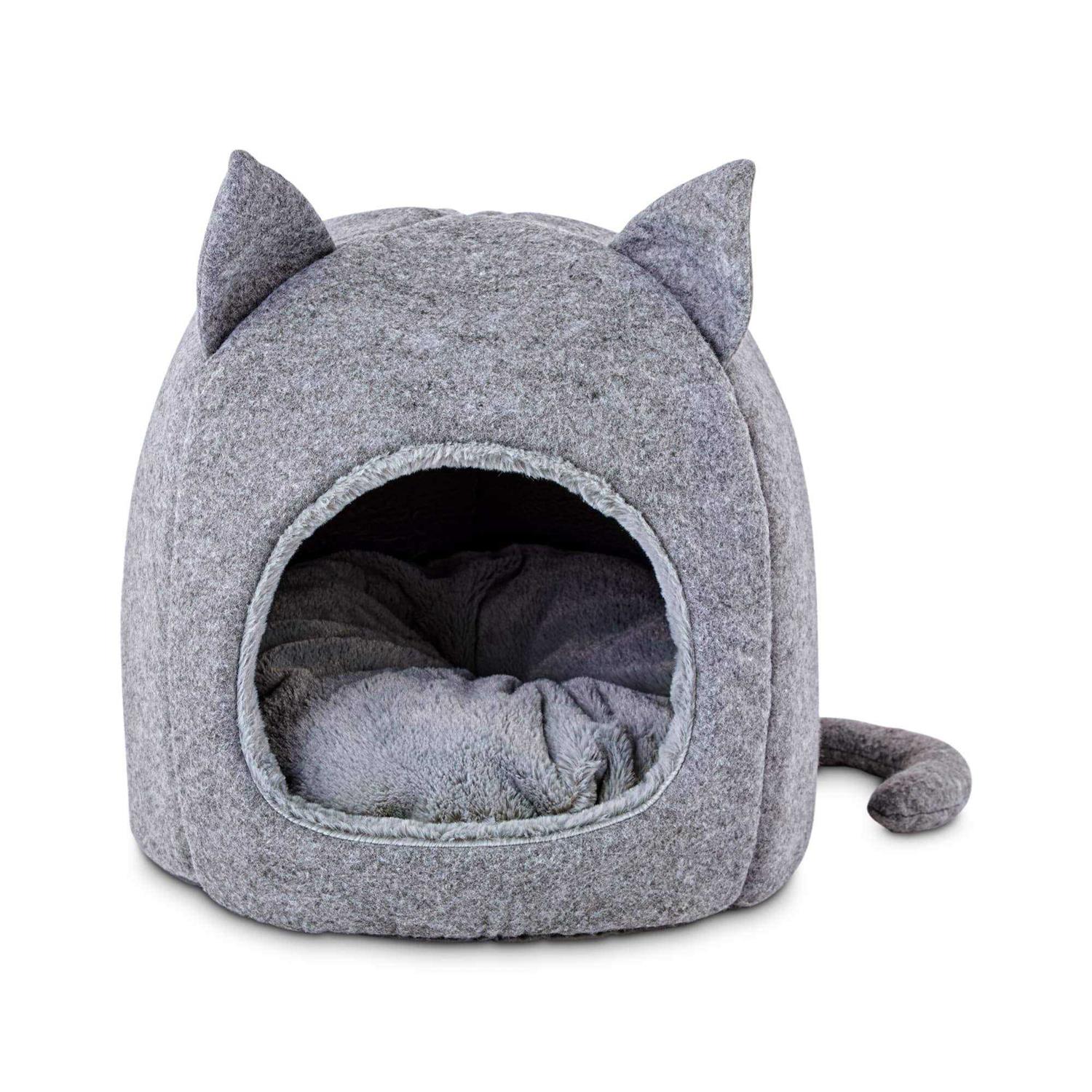 EveryYay Snooze Fest Fellow Feline Hooded Igloo Cat Bed - Healthber