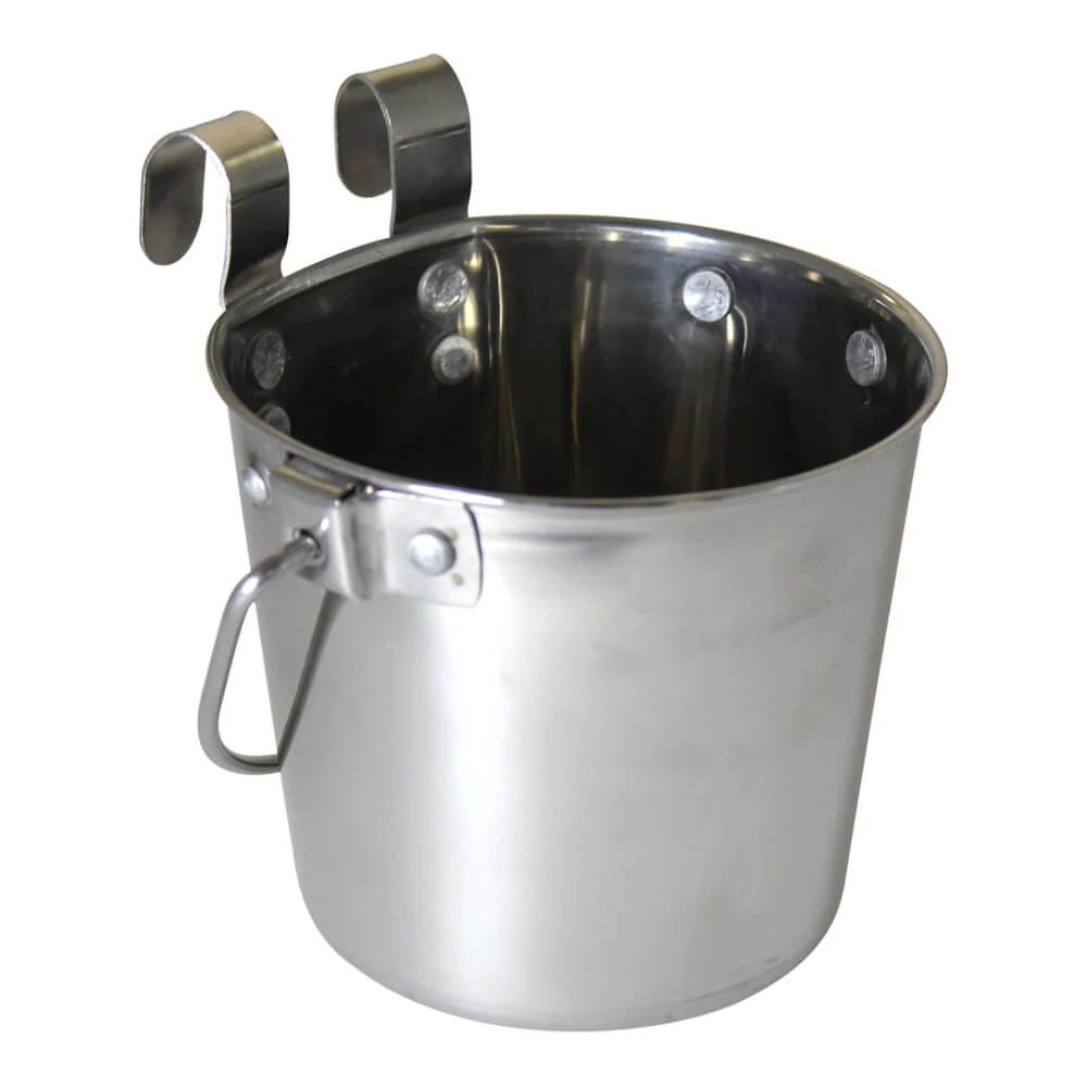 Stainless Steel Pail, Flat Sided Hook-On with Rivets - Healthber