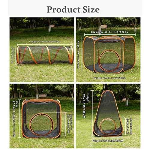 6-in-1 Tent Cat Enclosures with Tunnel for Indoor and Outdoor,Portable Playpen Play Tents for Cats Rabbits Ferrets and Small Animals - Healthber