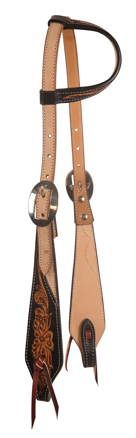 Professional's Choice Black Floral Roughout One Ear Headstall - Healthber