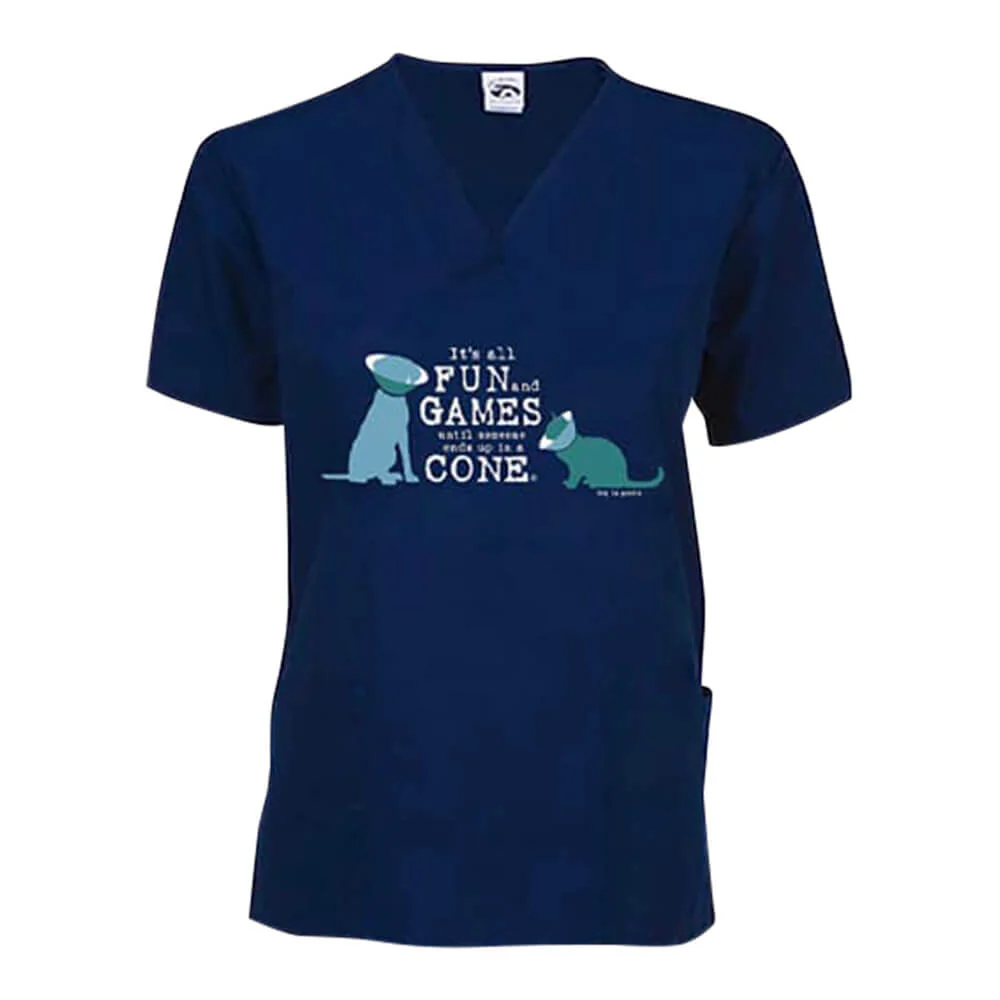 Dog is Good Scrub Top, Fun and Games Cat and Dog - Healthber