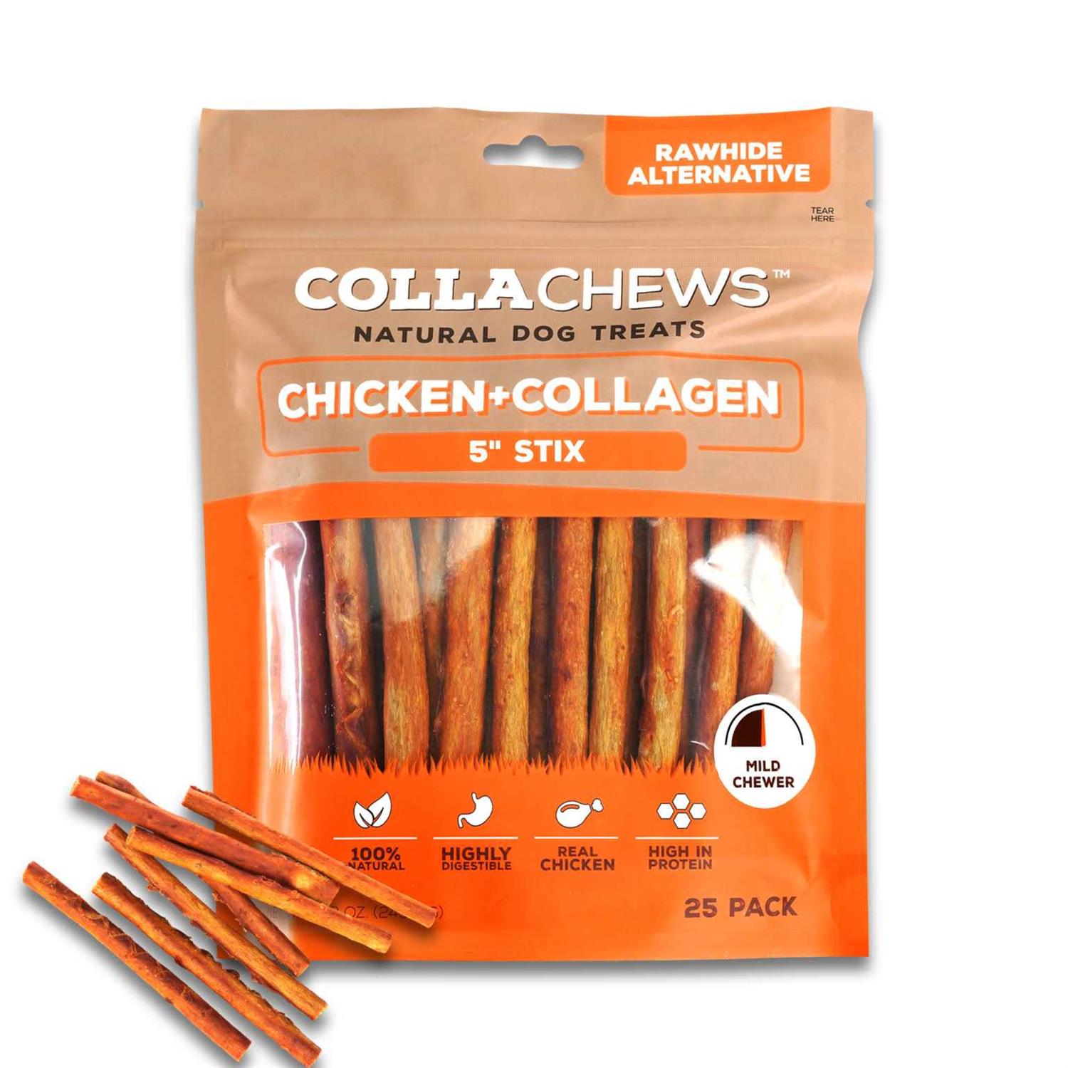 Collachews Beef + Collagen Rawhide Free 5 Stix Dog Treat - Healthber