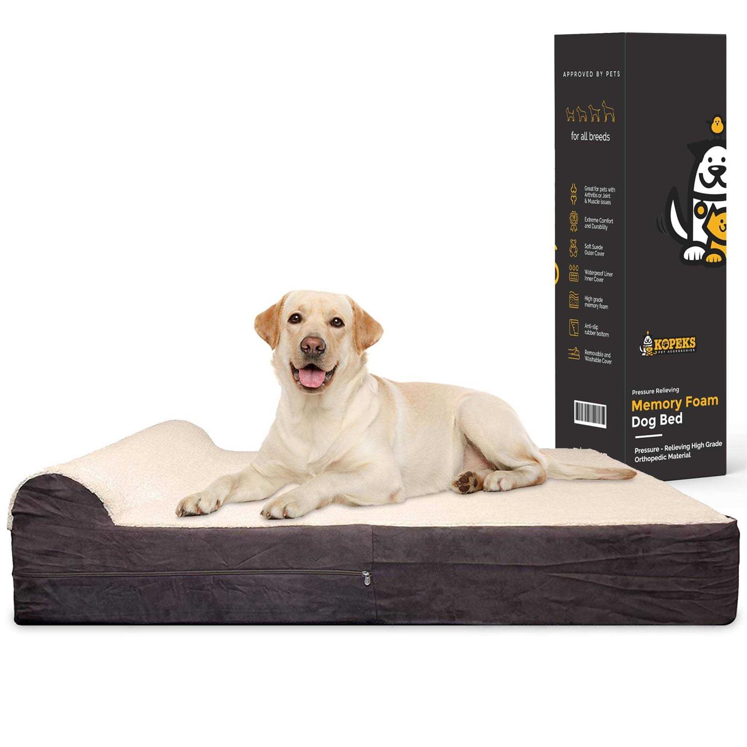 Kopeks Dog Bed with Pillow Orthopedic Memory Foam - Healthber