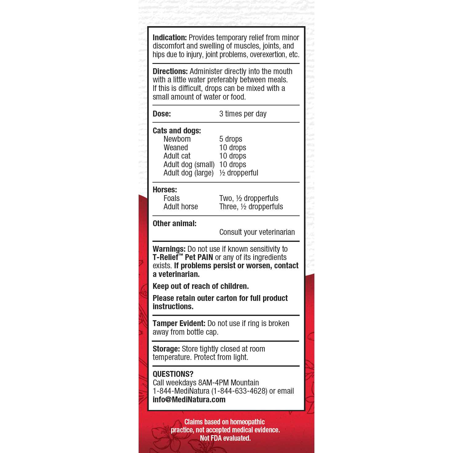 MediNatura T-Relief Pet Pain Oral Drops - Healthber