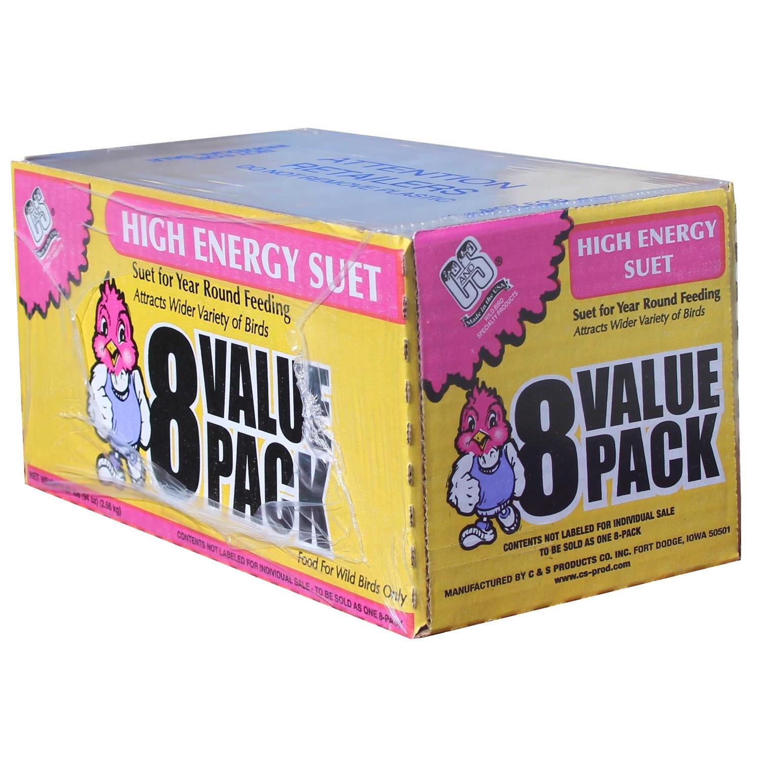 C&s Products High Energy Fresh Suet Value Pack, for Year Round Wild Bird Feeding, 8 Cake Pack, Fresh, Size: 8 cakes - Healthber