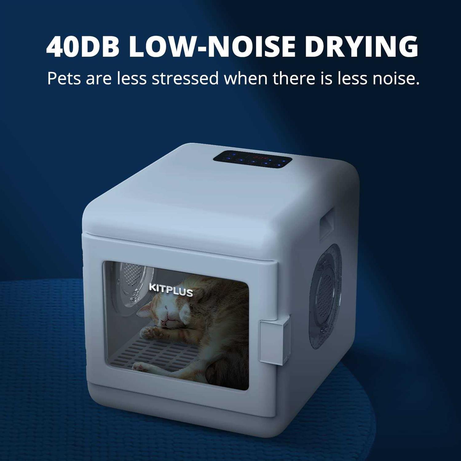 Kitplus Pet Hair Dryer Box, Ultra Quiet Blow Dryer 6L Capacity for Cats and Small Dogs - Healthber