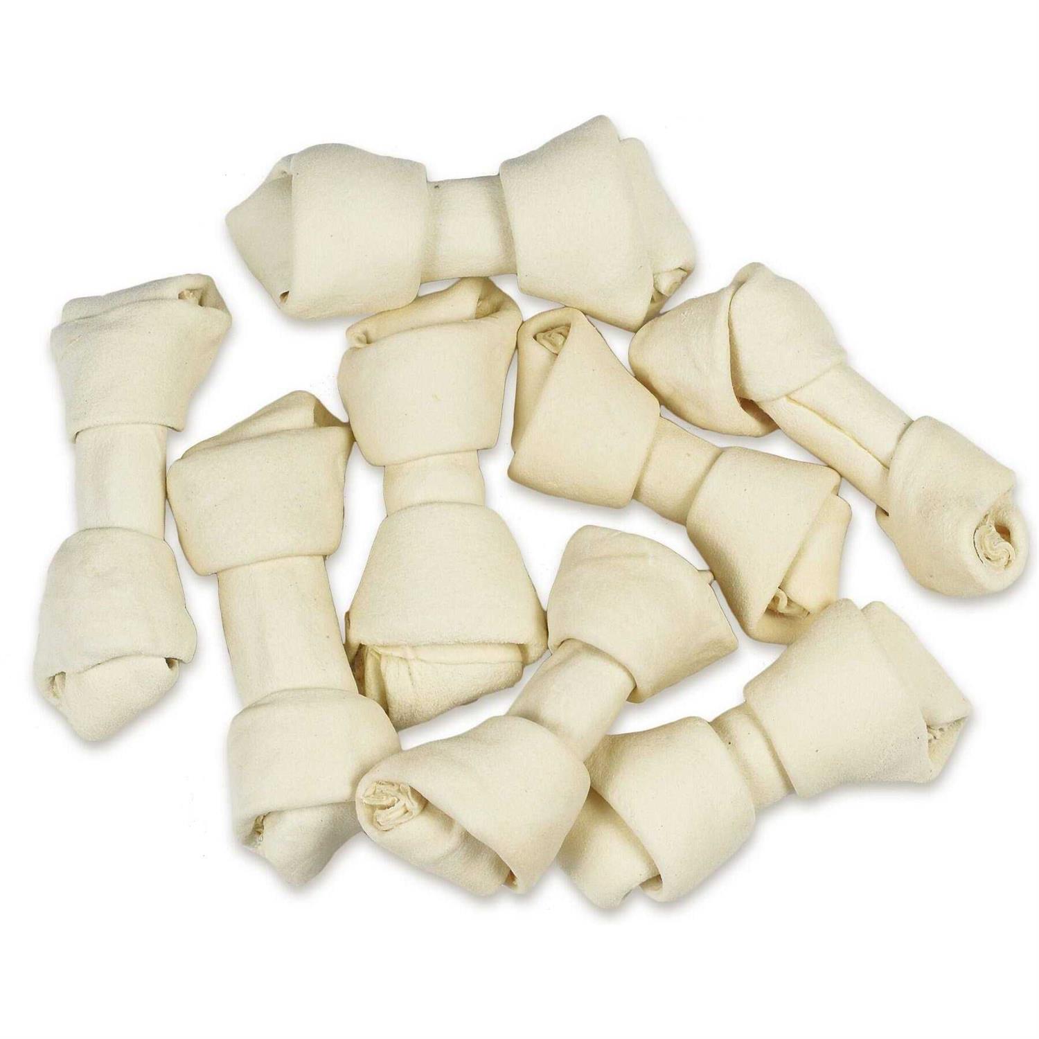 Hotspot Pets Natural White Knotted Rawhide Bone Dog Chew Treats - Healthber