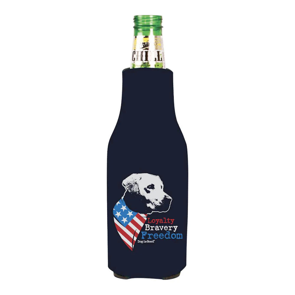 Dog is Good Bottle Koozie, Freedom Dog, Navy - Healthber