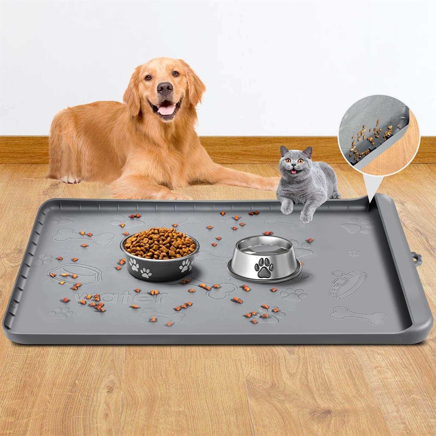 Dog Food Mat with Pocket, Baboies Silicone Dog Mat for Food and Water - Healthber