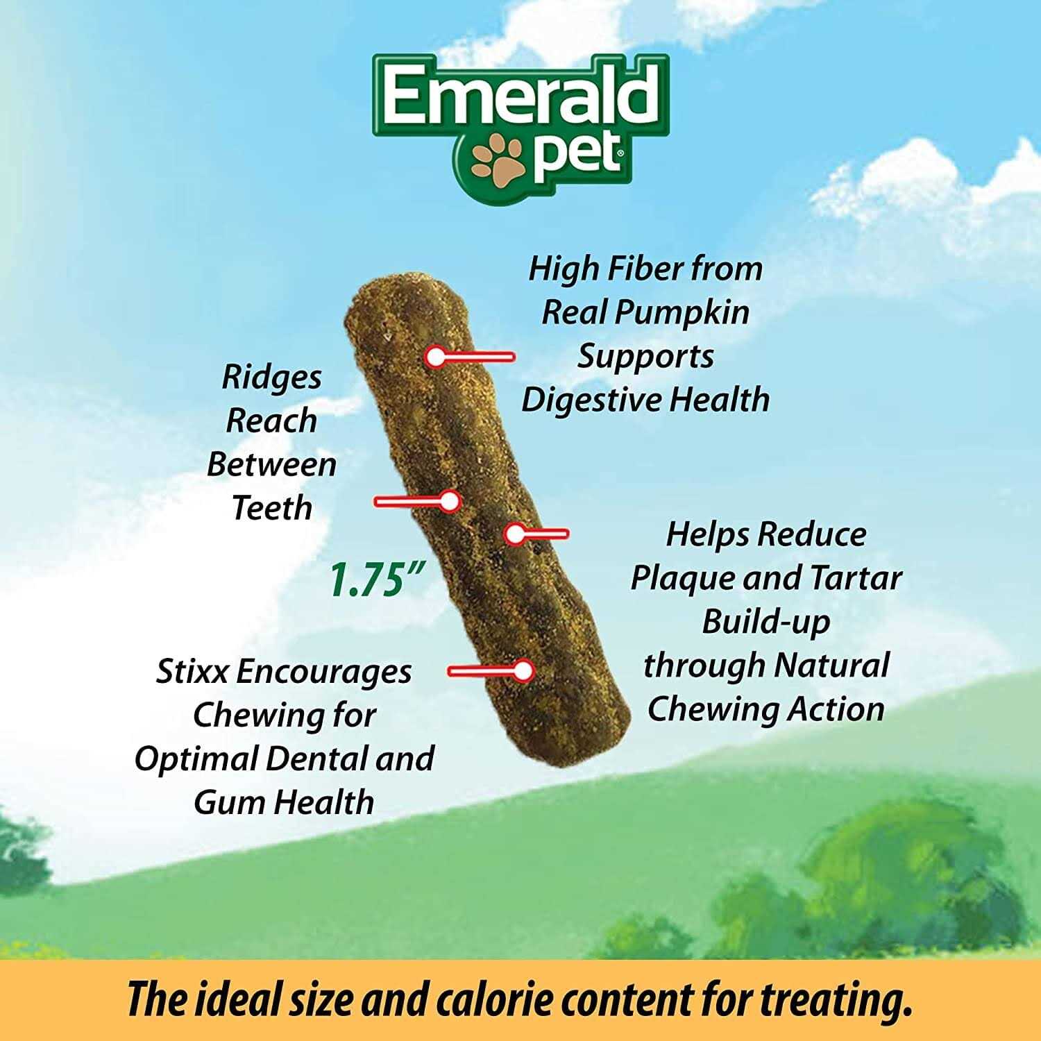 Emerald Pet Feline Dental Stixx Dental Cat Treats Tuna & Pumpkin - Healthber