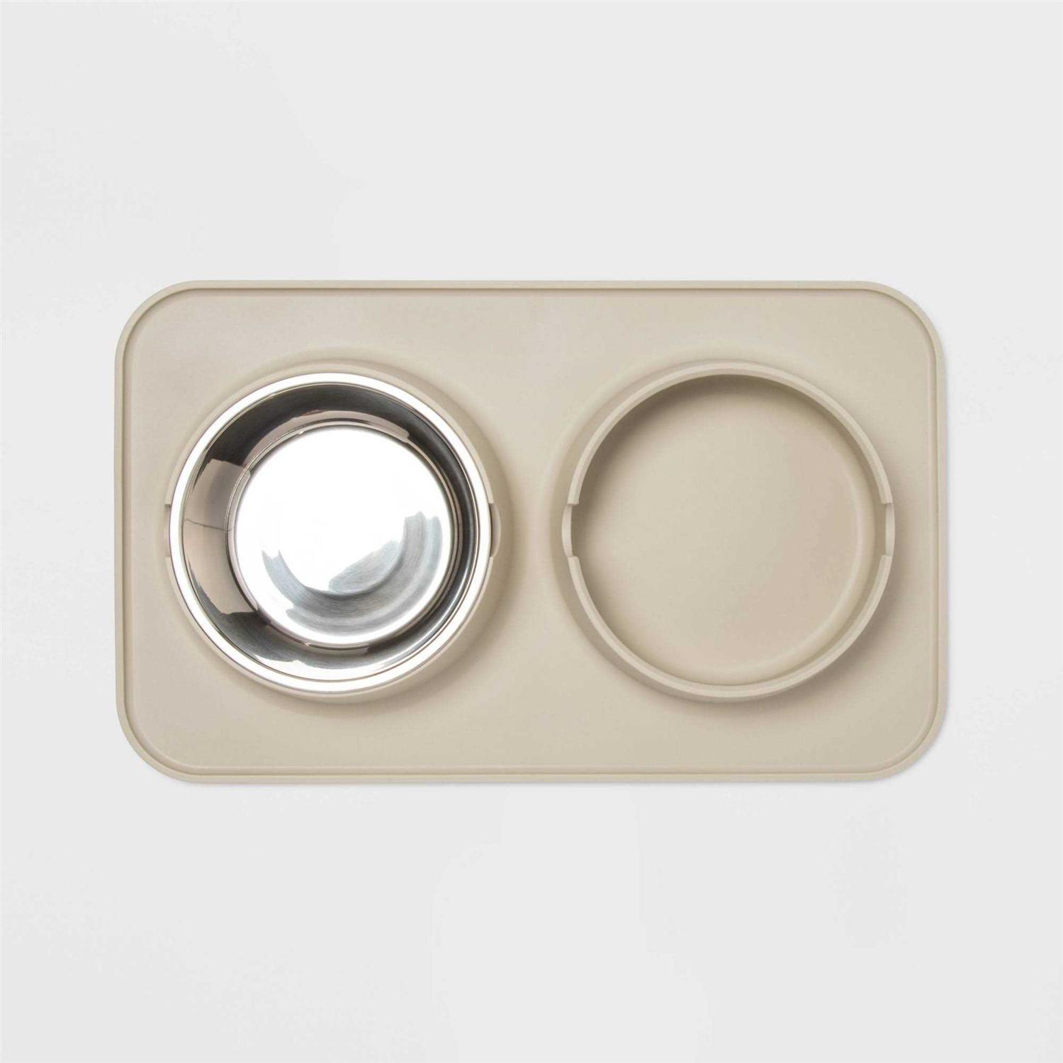 Boots & Barkley Silicone Pet Mat + Stainless Steel Double Diner - Healthber
