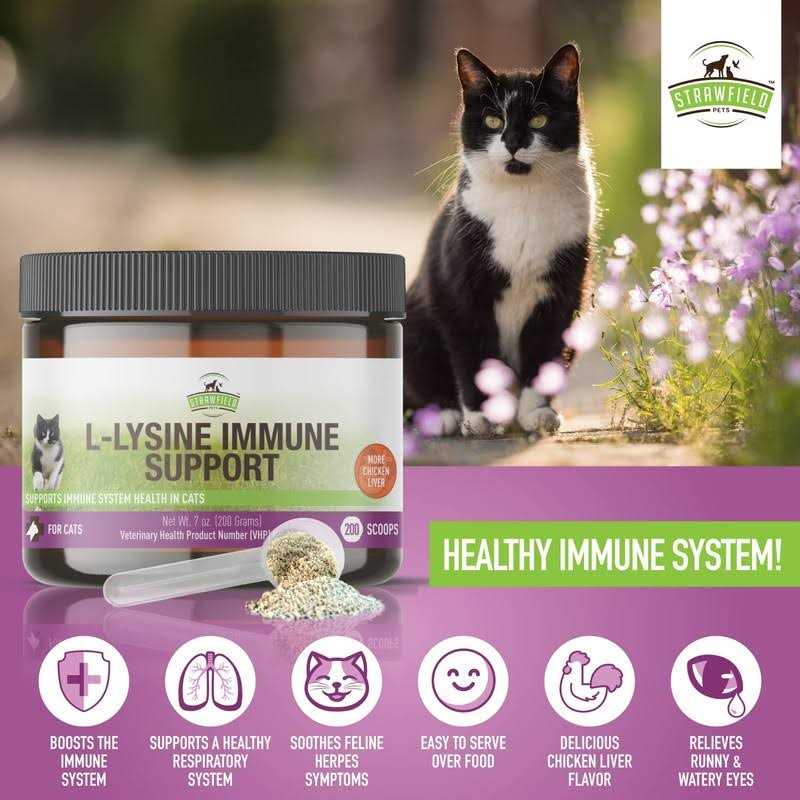 Strawfield Pets L-Lysine for Cats Supplement Powder Granules for Cat Cold - Healthber