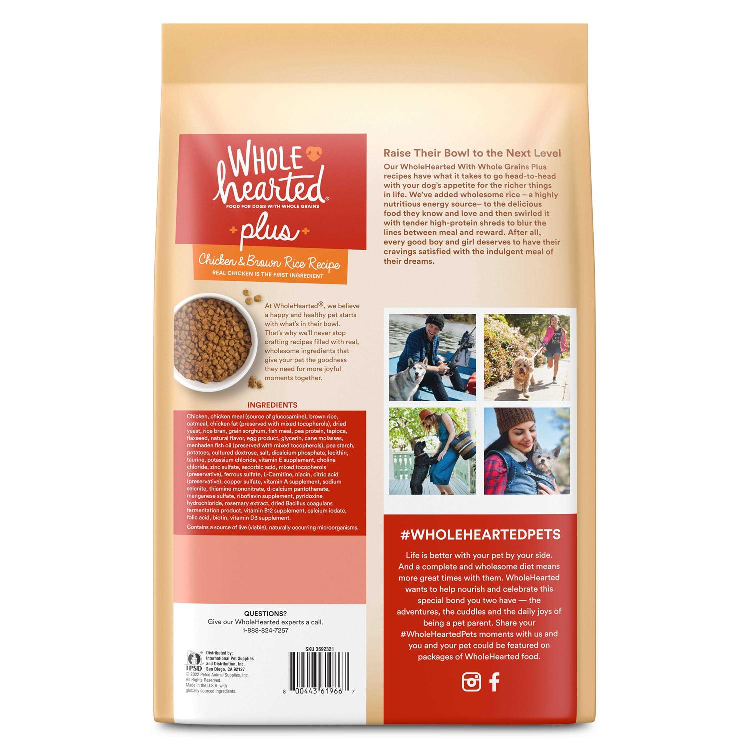 WholeHearted Plus Chicken & Brown Rice Recipe with Whole Grains Dry Dog Food - Healthber