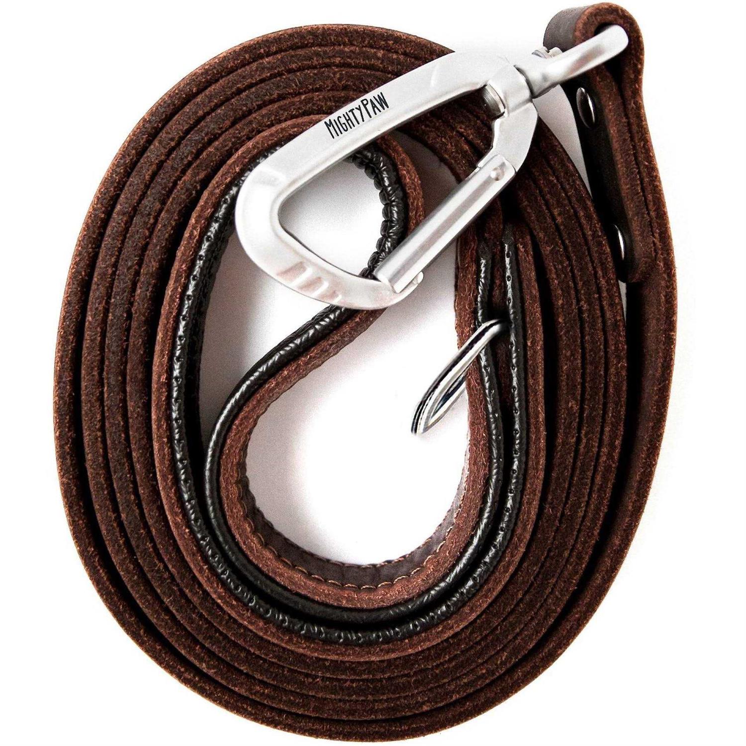 Mighty Paw Leather Dog Leash Super Soft Distressed Leather - Healthber