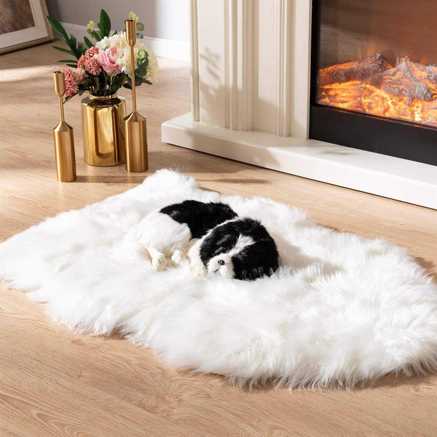 Asrug Soft Faux Fur Pet Bed Mat Plush and Fluffy Pet Pad Ultra Cozy Pet Throw Rug for Dogs Cats - Healthber