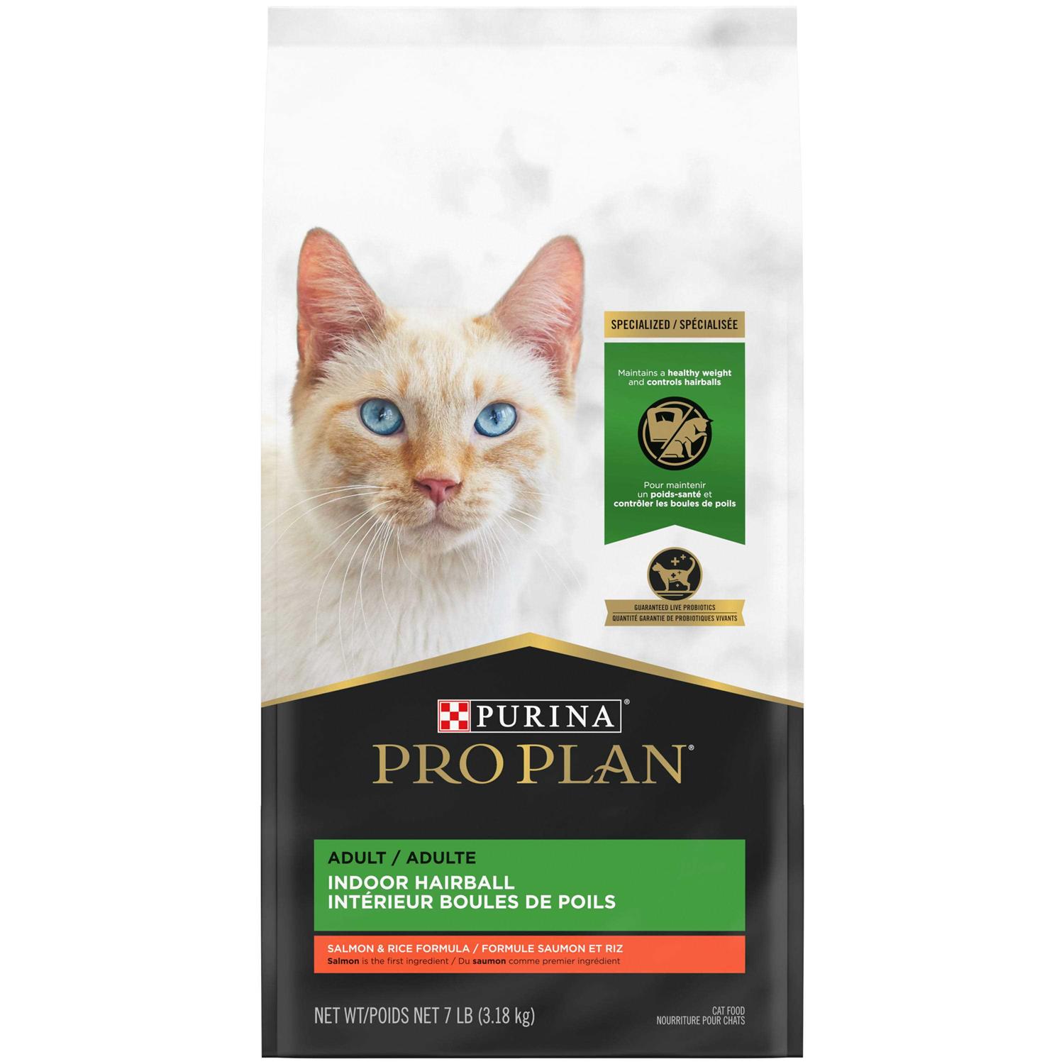 Purina Pro Plan Indoor Hairball Adult Salmon & Rice Formula Dry Cat Food - Healthber