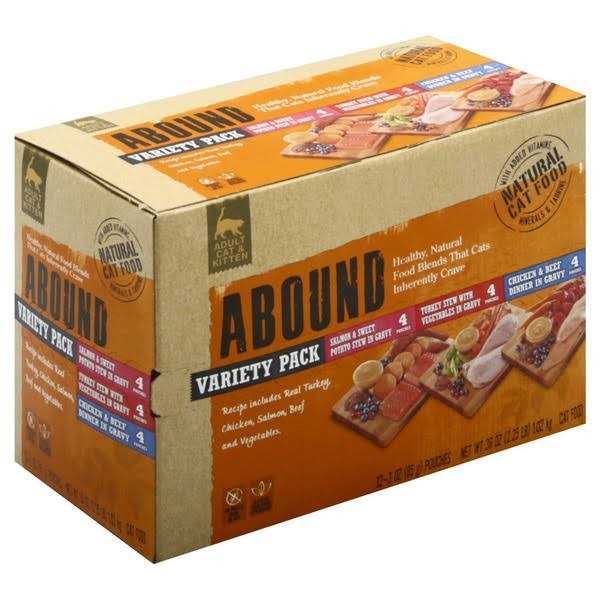 Abound Adult Cat & Kitten Natural Wet Cat Food Pouches Variety Pack 12 Count / 3 oz - Healthber