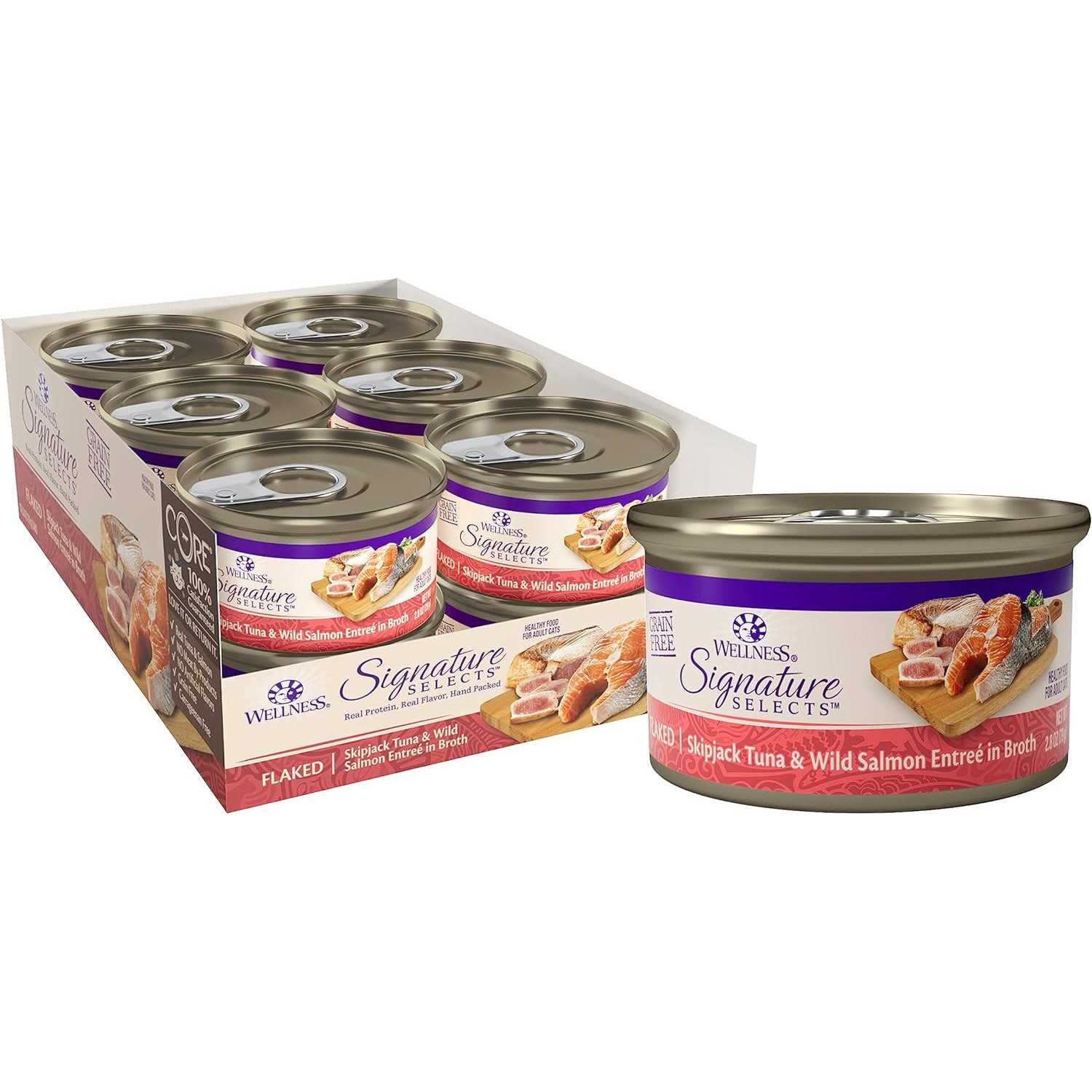 Wellness Signature Selects Grain Free Flaked Skipjack Tuna & Wild Salmon Entree Canned Cat Food - Healthber